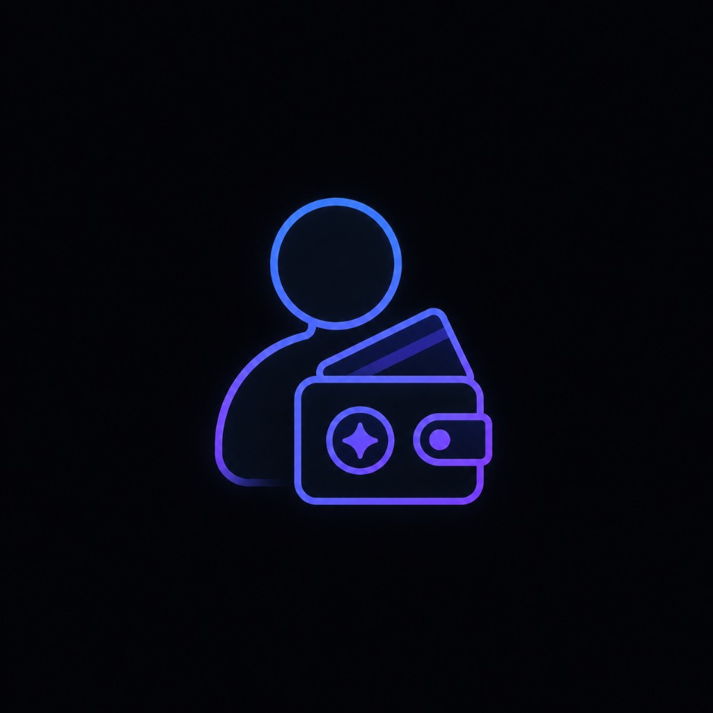 Buyer with portable wallet illustration